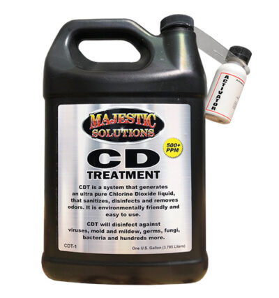 CD Treatment kit gallon jug with bottle of activator hanging from top