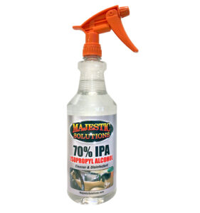 70% ISOPROPYL ALCOHOL quart bottle with orange trigger